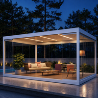 Pavillon extérieur en aluminium avec système motorisé intelligent et toit à persiennes en verre automatisé pour balcon ou utilisation en hauteur