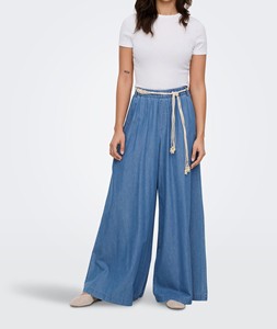 OEM/ODM Women's Pants High Waist Palazzo <strong>Jeans</strong> Wide Leg Denim Boho Beaded Belt Lightweight Summer Slacks Hippie Trousers - Product Image 2