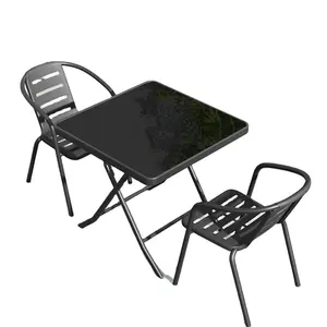 Kit di tavoli e sedie da esterno in ferro moderno per piccolo giardino o balcone per uso da tè o cortile