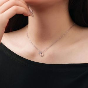 Dylam <b>Initial</b> -G- <b>Pendant</b> Necklace 925 Sterling <b>Silver</b> with 5A Cubic Zirconia 26 Letter Alphabet Jewelry Gifts for Women - Product Image 4