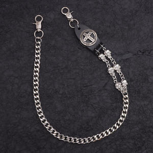 Waist <b>Chain</b> <b>Cross</b> Skull Pendant Tibetan Silver Unisex Punk Fashion Accessory Casual Wear Single Loop Design - Product Image 3
