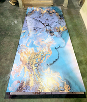 Lembaran Marmer UV Panel Dinding PVC Modern Kilap Tinggi Tahan Air Papan Dekoratif untuk Penggunaan Komersial, Gym, Latar Belakang TV 1220x2440mm 3mm
