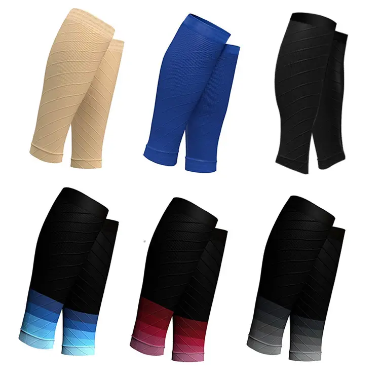 Venta al por mayor colorido moda mujer geométrico elástico legging Spandex tejido deporte personalizado equipo unisex compresión pantorrilla manga