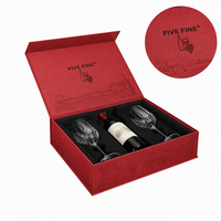 Boîte d'emballage de vin en papier rouge de luxe écologique avec finition mate, boîte à bouteille de vin en carton avec inserts en EVA/mousse