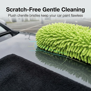 Éponge de lavage de voiture en microfibre chenille premium QT-P011, éponge de lavage de voiture super absorbante avec filet pour voiture, camion, camping-car, moto - Product Image 2