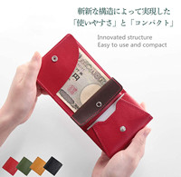 Dompet Lipat Dua Kulit Asli Praktis, Dompet Mini Ramping, Penyimpanan Koin Saku Kartu, Dompet Ringan BR8253