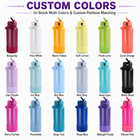 Thermos en acier inoxydable avec logo personnalisé, double paroi isolée sous vide, 18 oz, 32 oz, bouteilles d'eau de sport pour la salle de sport et le vélo, revêtement en poudre