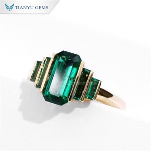 <span class=keywords><strong>Bague</strong></span> de Fiançailles Rectangle Émeraude Synthétique Tianyu 5x10mm en Or Jaune pour <span class=keywords><strong>Femme</strong></span>, 10K 14K 18K Véritable Au585 Au750, <span class=keywords><strong>Bague</strong></span> de Mariage - Product Image 2