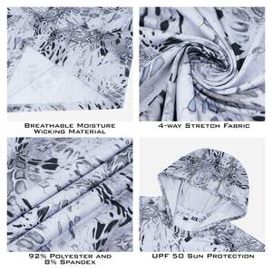 Oem protezione solare personalizzata in poliestere impermeabile 4 vie tessuto elasticizzato manica lunga pesca con cappuccio Upf50 + camicia da pesca con cappuccio - Product Image 4