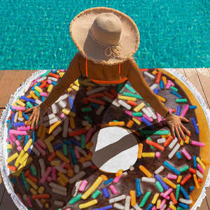 Serviettes de plage créatives à motif circulaire en forme de donut, écologiques, séchage rapide, sans sable, grandes en microfibre, avec pompons personnalisés - Product Image 4