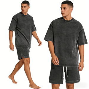 ชุดเซ็ตเสื้อยืดและกางเกงขาสั้นสองชิ้นลายกราฟิกผ้าฝ้ายสไตล์ฮิปฮอปสำหรับผู้ชาย ระบายอากาศได้ดี น้ำหนักเบา เหมาะสำหรับใส่เล่นกีฬาและสตรีทแวร์ - Product Image 2