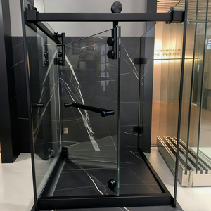 Sistema <span class=keywords><strong>de</strong></span> Ducha Moderno Negro Mate para Interiores, Kit <span class=keywords><strong>de</strong></span> Puerta Corredera para Ducha, Herrajes para Puerta <span class=keywords><strong>de</strong></span> Vidrio sin Marco, Riel en Forma <span class=keywords><strong>de</strong></span> L, Ahorro <span class=keywords><strong>de</strong></span> Espacio - Product Image 6