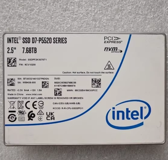 InteI DC D5 P5520 Series 960GB SSD U.2 NVME Solid State Drive SSDPF2KX960HZN1