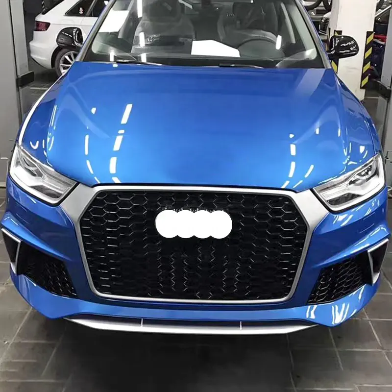 Bodikits Mobil RSQ3 BodyKit Kualitas Tinggi untuk Audi Q3 SQ3 Bumper Depan dengan Sarang Lebah PP Bahan ABS 2016 2017 2018 2019