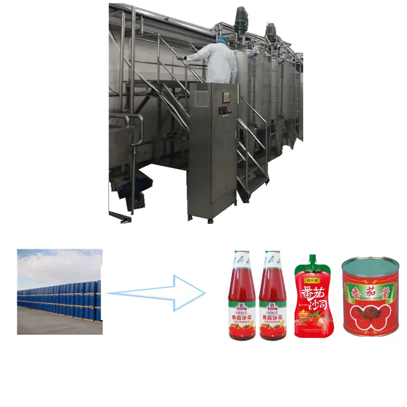 Máquina automática para hacer pasta de salsa de tomate personalizada Línea de producción de pasta de tomate de procesamiento