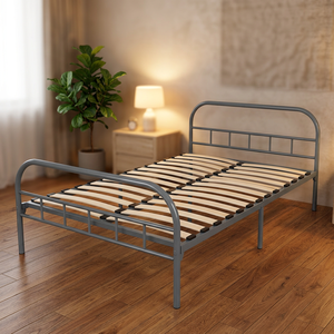 Cadre de lit en acier et fer, style classique européen, base à lattes en bois antidérapante, support stable, fabriqué en Chine, meubles de chambre pour adolescents et enfants - Product Image 1