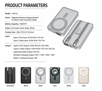 Power Bank Portabel 10000mAh Layar LCD Dilengkapi Dua Kabel Braket Lipat Bahan Alloy Pengisi Daya Baterai Eksternal untuk Ponsel