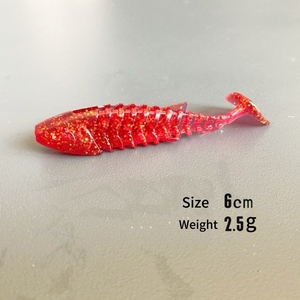 เหยื่อหนอนกลิตเตอร์หลากสี ขนาด 6 ซม. น้ำหนัก <span class=keywords><strong>2.5</strong></span> กรัม ตัวเหยื่อมีเกลียวถอยหลัง หางรูปตัว T เหยื่อหนอนนิ่ม - Product Image 6