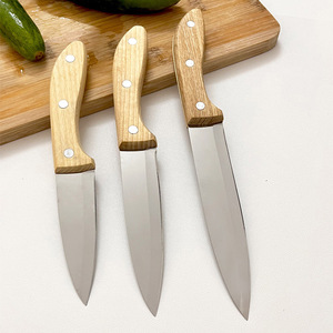 Stainless Steel Kitchen Knives With <b>Wooden</b> Handles Multi Purpose <b>Slicing</b> Knife Set 6-7.9in Blade Length High Polish Finish - Product Image 3