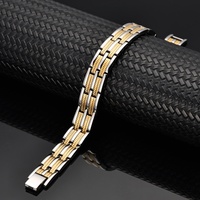 Bracelet à maillons magnétiques en acier inoxydable argenté et doré, style classique géométrique, pour hommes, par Junhong Jewelry