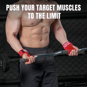 Poignées de musculation professionnelles antidérapantes en microfibre double 3,5 mm avec logo personnalisé et sangles de soutien pour les poignets - Product Image 3