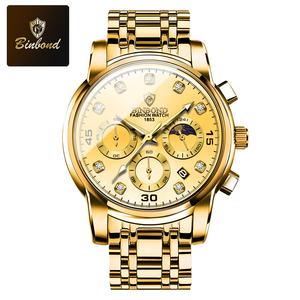 Binbond Custom High Quality Luxury Steel Quartz <b>Watch</b> <b>for</b> <b>Men</b> <b>Waterproof</b> Multifunctional Chronograph with Luminous Wristwatch - Product Image 1