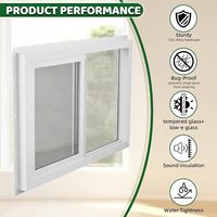 Ventana de PVC Térmica de Doble Hoja Estilo Americano OEM, Deslizamiento Vertical, Eficiente Energéticamente para Edificios