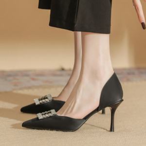 All-Season Summer Business Style High <b>Heels</b>. Elegant Genuine Leather Stiletto <b>Heel</b> Party Shoes Bow Detail-for Stylish Events - Product Image 4