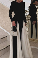 Robe de soirée pour femmes sexy contrastée, élégante, mince, à manches longues, tenue de soirée, été, 2024