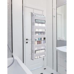 Over Door Organizer 5 Large Pockets 10 Mesh Side Pockets Grey Hanging <b>Storage</b> For Baby Products <b>Shoes</b> Toys Neatening - Product Image 4