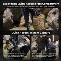35L Taktischer Leder-Kamerarucksack mit Reißverschluss, Wasserdicht, für DSLR/SLR/Spiegellose Kameras, 15,6-Zoll-Laptophülle, Stativfach