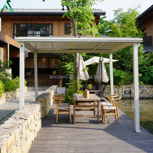 Pergola Gazebo ANCSEM con Tetto Rigido in Lamiera Zincata, Telaio in Alluminio con Grondaia e Tenda Opzionale per Patio e Giardino Esterno - Product Image 5