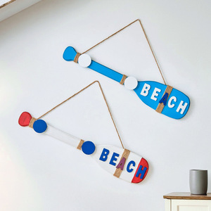 Retro Beach Paddle <b>Wall</b> <b>Hooks</b> Blue And Red MDF Coat Rack For Home Decor And Photo Studio Props - Product Image 3