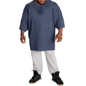 Camisetas de gimnasio para <span class=keywords><strong>hombre</strong></span> de talla grande al por mayor camisetas deportivas de entrenamiento de gran tamaño de algodón acanalado cubierta de cuello de bomba de entrenamiento de secado rápido sólido - Product Image 4