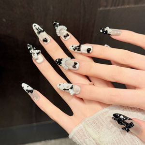 <span class=keywords><strong>Uñas</strong></span> Postizas Hechas a Mano <span class=keywords><strong>con</strong></span> Diseño de Ojo de Gato Negro y <span class=keywords><strong>Dorado</strong></span>, Conejo y Delfín, Acrílicas Reutilizables, Venta al Por Mayor de Fábrica OEM ODM, Personalizadas - Product Image 5