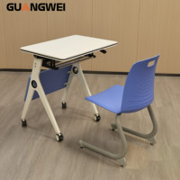 GUANGWEI Ensemble de mobilier de classe réglable et écologique, bureau d'étudiant universitaire, table et chaise pliables pour adulte