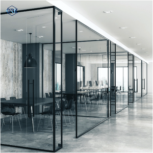 <span class=keywords><strong>Cloison</strong></span> en verre insonorisée 45 dB à installation rapide, système mural extérieur en aluminium robuste de 84 mm pour écoles et hôpitaux - Product Image 1