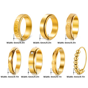 Anillos Giratorios Antiestrés para Parejas, de Acero de Titanio Mate con Circonita Cúbica, para Enamorados - Product Image 4