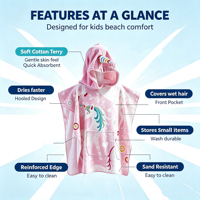 Wholesale Luxury Custom Pure Cotton Eco-Friendly Modern Turkish Sand Free Quick-Dry Printed Child Beach Towel Hooded Poncho