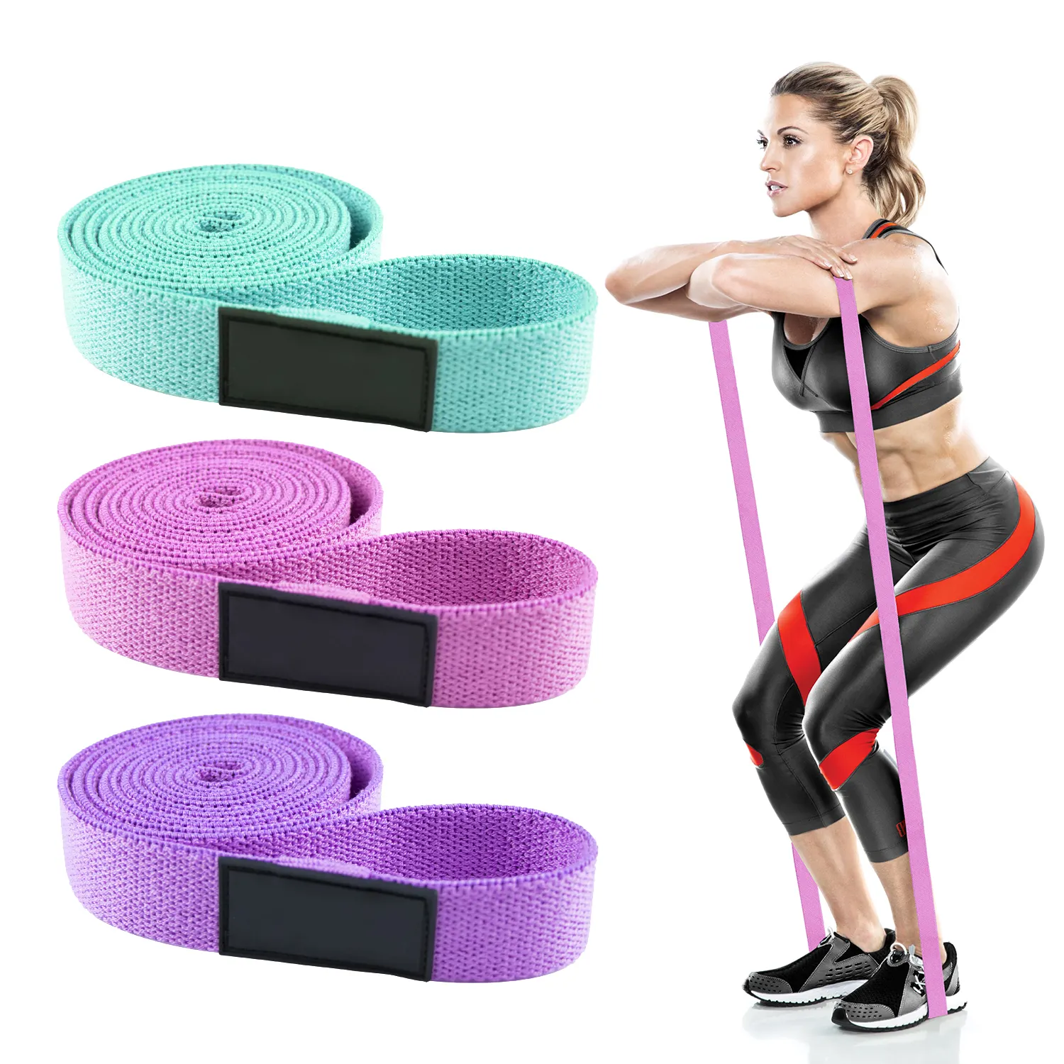 New Custom Logo Yoga Gym Exercise Pull Up Assist Cotton Fabric Long Resistance Bands