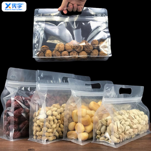 Custom Clear Eight-Sided Flat Bottom Stand-Up Pouch Food Grade Moisture Proof Plastic Bag with Handle for Grain Coffee Dry Goods - Product Image 5
