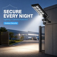 Farola Solar para Exteriores con 4 Cámaras de Vigilancia Integradas, Lámpara de Seguridad Solar con Control Inteligente para Uso Residencial y Agrícola