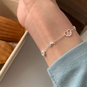 Pulsera de Plata de Ley 925 con Diseño de Croissant y Donut, Linda Pulsera de Panadería para Niñas - Product Image 3