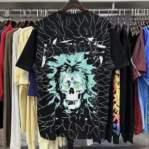 เสื้อยืดคอกลมพิมพ์ลายตามสั่งสำหรับนักออกแบบแบรนด์แฟชั่น ผ้าฝ้าย 100% ทรงหลวมสำหรับผู้ชาย - Product Image 2