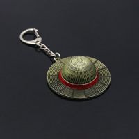 Gantungan Kunci Logam Mini Retro Bentuk Topi Jerami Vintage Pinggiran Lebar, Hiasan Enamel Merah, Jepitan Lobster, Cincin Kunci Terpisah