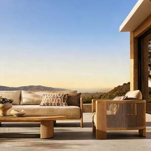 Ensemble de canapés modulaires de luxe en teck et rotin tressé pour l'extérieur, mobilier de patio moderne et de loisirs pour <span class=keywords><strong>jardin</strong></span>, hôtel, villa, cour - Product Image 1