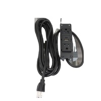 Bloc multiprise encastrable pour meuble, avec 2 prises USB Type-C, montage en surface, en ABS noir, certifié CE
