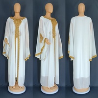 Magnifique Abaya Traditionnelle et Ethnique, Robe Longue Élégante de Luxe pour Femme Musulmane, Ornée de Sequins et Effet Bronzant