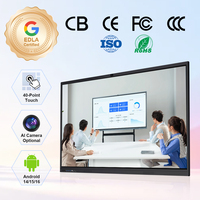 Tableau blanc interactif 4K UHD avec double système d'exploitation Android et Windows pour l'enseignement en classe et le partage d'écran sans fil dans les écoles modernes