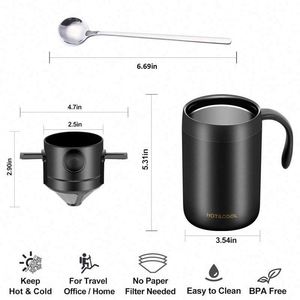 Popular Indoor Outdoor Dripper Coffee Mug Travel Manual Coffee Maker <b>Set</b> Stainless Steel Coffee Cup - Product Image 2